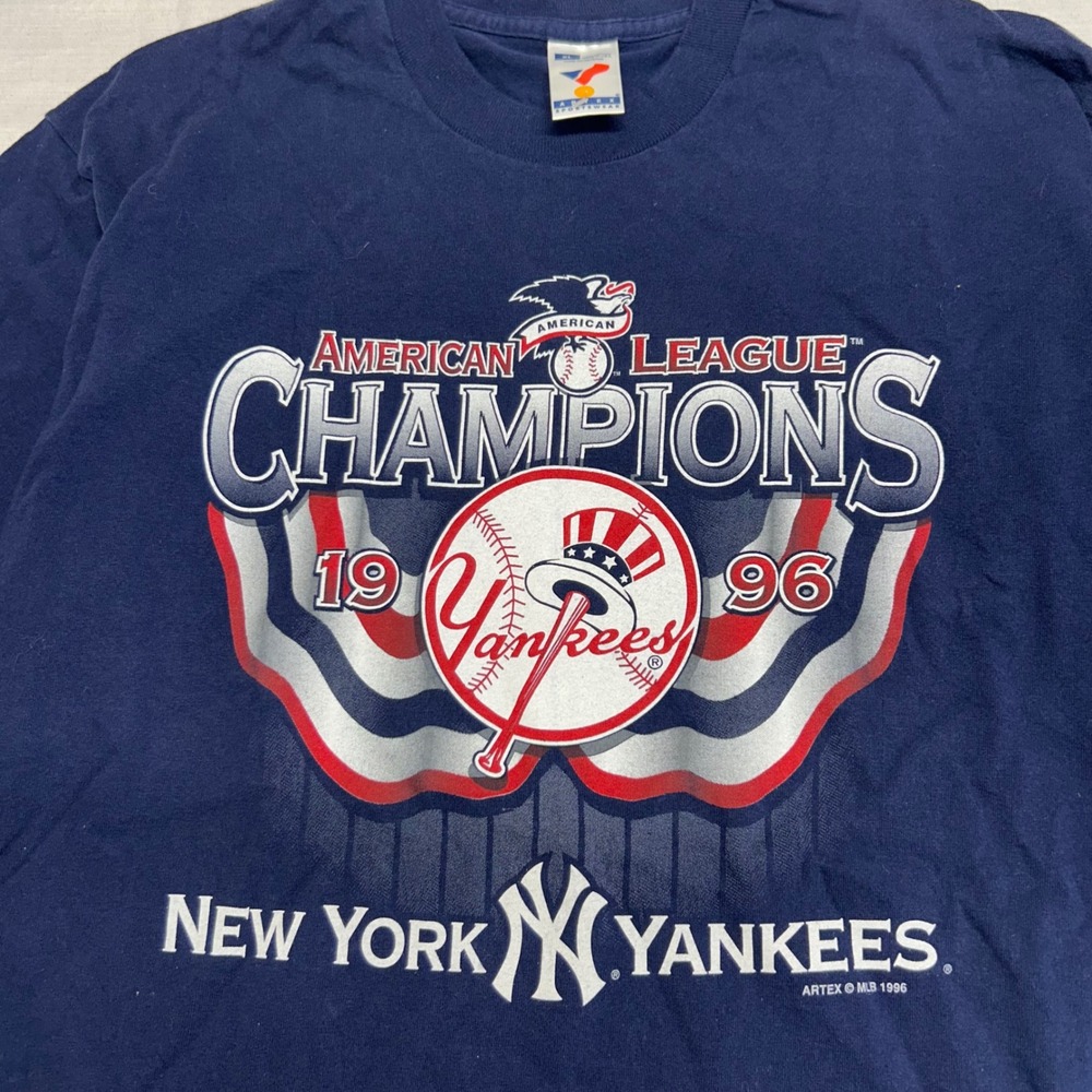 Vintage 1996 New York Yankees American League Champions Shirt XL Navy Artex MLB - Picture 2 of 7
